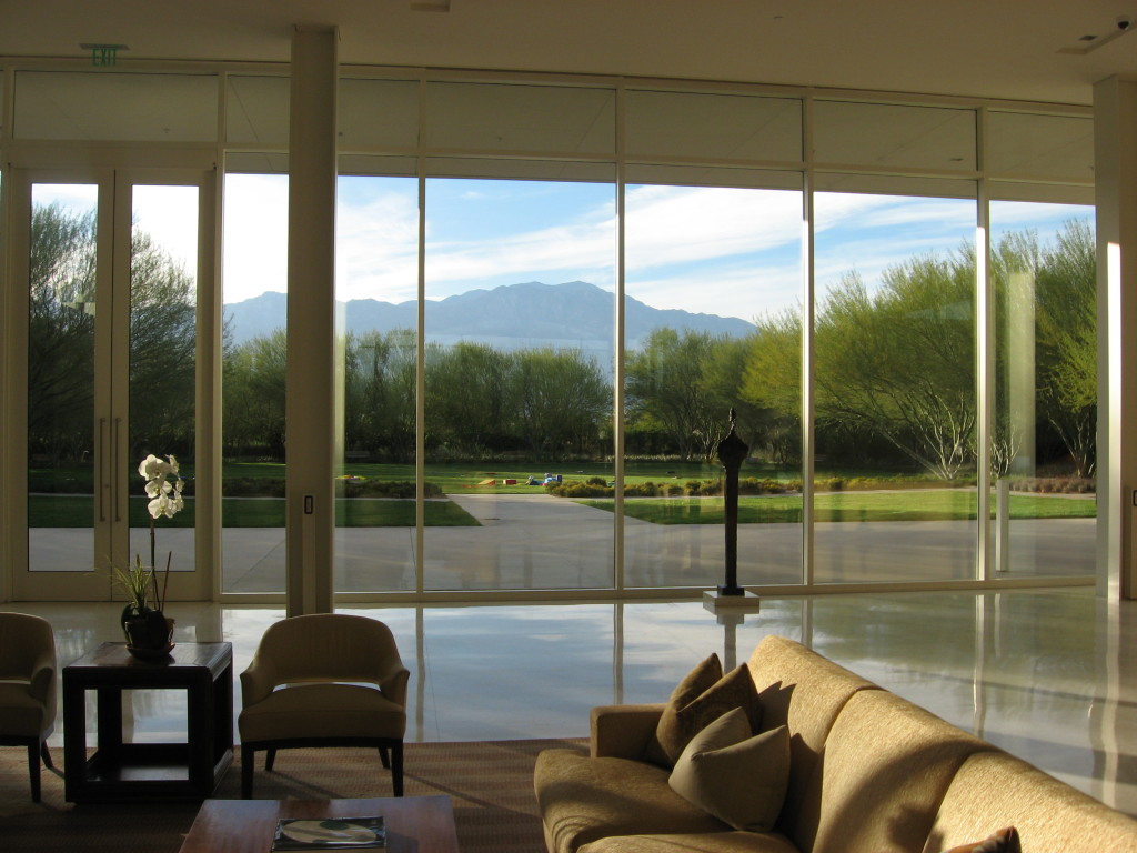 Sunnylands Visitor Center and View of the San Jacinto Mountains.